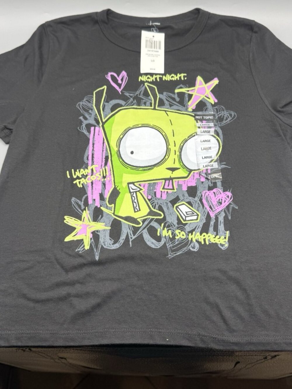 Invader Zim GIR Scribbles Girls T-Shirt LARGE New